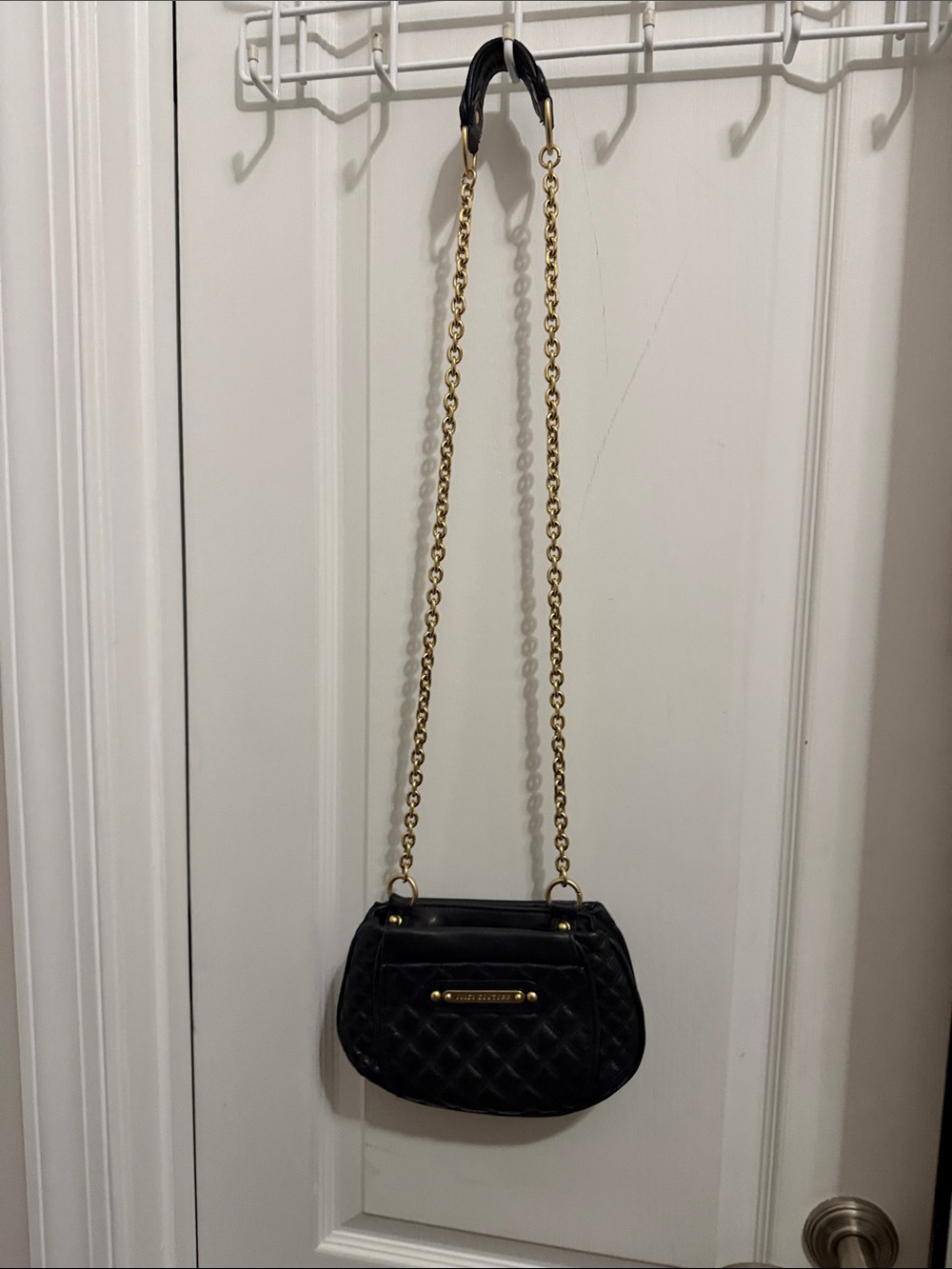 Juicy Couture Black Quilted Crossbody with Gold Chain